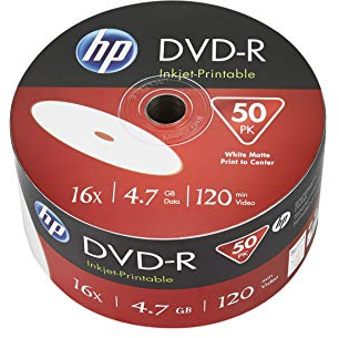 HP DVD-R 4,7 GB (120min) 16x Inkjet Printable 50-Spindle Bulk