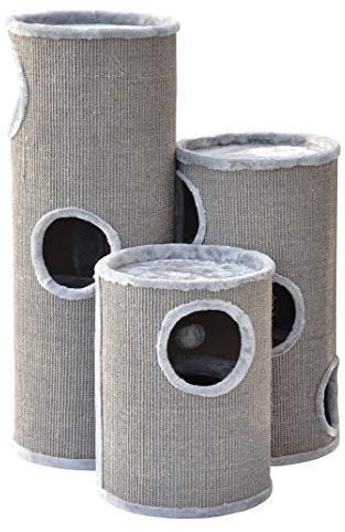 nanook Kratztonne Kratzbaum Condo mit Spielball, Sisal Plüsch, grau 70 cm