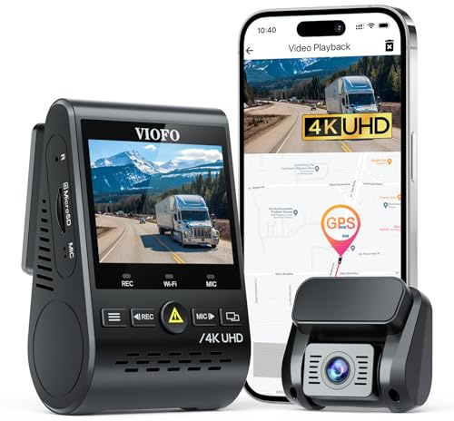 VIOFO A129 Pro Duo 4K Dual Dash Cam 3840 x 2160P Ultra HD 4K Front and 1080P Rear Car WiFi Dash Camera 8MP Sensor GPS, Buffered Parking Mode, G-Sensor, Motion Detection, WDR, Loop Recording
