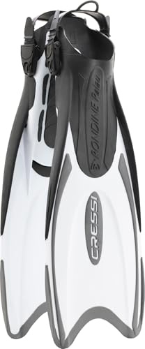 Cressi Adjustable Open-Heel Swim Fins - White/Black, M/L | US Man 8.5/11 | US Lady 9.5/12 | EU 41/44 - Adjustable Fit Snorkel Fins - Lightweight Flippers - Quick-Release Scuba Gear Strap
