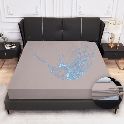 Arcona Matratzenschoner 180x200, Spannbettlaken Stil Wasserdichter Matratzenschoner 180 x 200, wasserdicht und Atmungsaktive Matratzenbezug, Nässeschutz Waschbar Bettlaken Grau