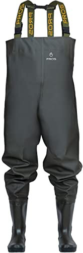 PROS Wathose wasserdichte Anglerhose Fischerhose Dunkles Oliv 48 EU