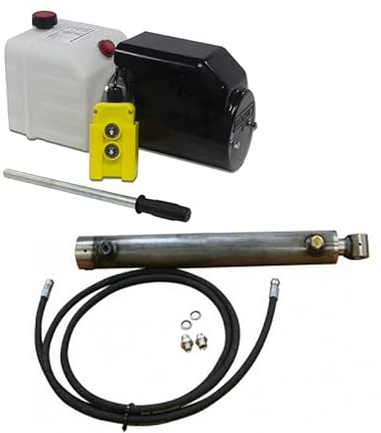12 V DC einfachwirkendes hydraulisches Powerpack-Anhänger-Kit zum Heben von 3,9 Tonnen, 700 mm Hub mit Handpumpen-Backup bei Stromausfall