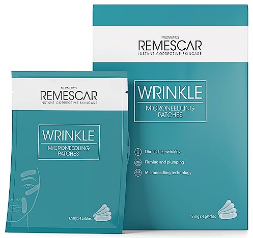 Remescar Patchs Microneedling 17mg x 4 – Patchs Anti-Âge à Micro-Aiguilles Auto-Dissolvantes – Raffermit & Repulpe la Peau – Résultats en 2 Semaines – Soin Ciblé Contre les Rides et le Relâchement
