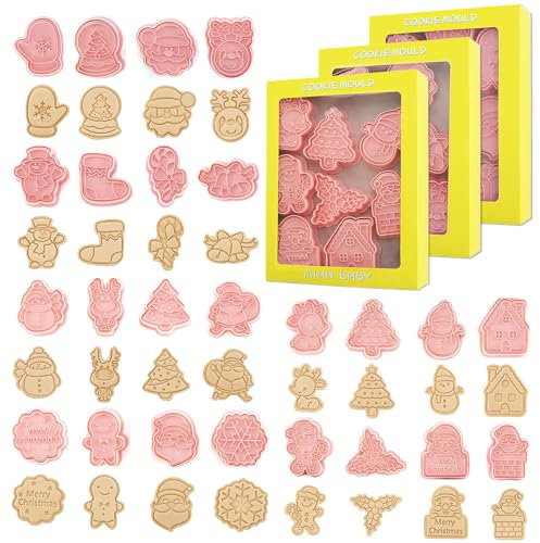 24 Stück Weihnachts Keksausstecher,Ausstechformen Weihnachten 3D,Ausstecher Weihnachten Set,für Motivtorten Tortendeko Kekse Backen Küche Zubehör