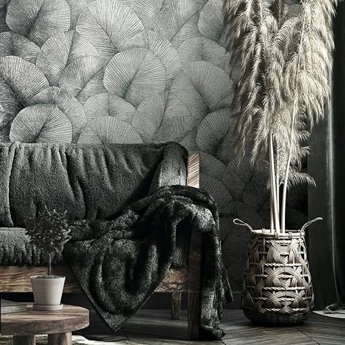 Marburg Silber Metallic 3D-Effekt Blattmuster Wandfarbe