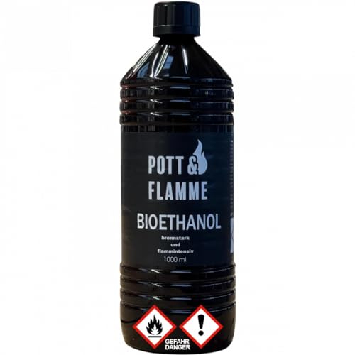 Pott & Flamme Bioethanol 1000 ml Flasche mit Sicherheitsverschluss (1)