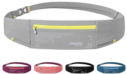 Men Women Waterproof Running Belt,Adjustable Jogging, Running Hydration Waist Pouch,6.8 Inch Large Phone Belt,Runners Bottle Belts(Grey)