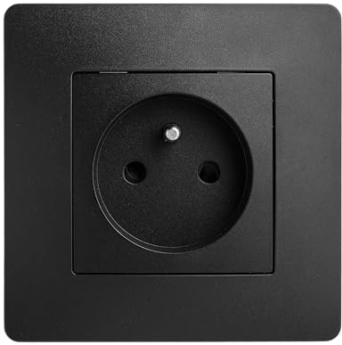 DEBFLEX - Caly - Prise Électrique 2P+T - Prise Murale 16A avec Terre - Plastique - Installation Encastrée - Noire - 85 x 85 x 41 mm