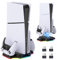 Helmsyde PS5 Slim Standfuß mit 3 Stufig Lüfter Kompatibel mit Playstation 5 Slim Konsole Disc/Digital Edition, PS5/Edge Dual Controller Ladestation PS5 Slim Vertikaler Ständer Basis mit RGBLicht