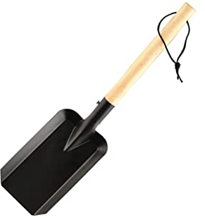 TOGEVAL 1stk Schaufel Mit Holzgriff Pelletofen Schaufel Grillschaufel Militärische Überlebensschaufel Pflanzenschaufel Feuerherd Asche Schaufel Schöpfkelle Strandkelle Schaufel Eisen Black