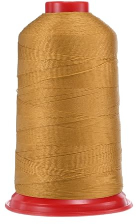 QUARKZMAN 1400 Iarde Filo Cucito Nylon Bonded Dimensione 420D/3 Filo Cucito Nylon Resistente per Tappezzeria, Filo Esterni Pelle, Jeans e Tessitura, Macchina Artigianale Diy, Tono Oro