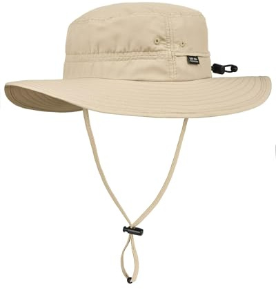 FURTALK Sun Hats for Men Women Packable Wide Brim Summer UV Protection Fishing Hat UPF 50+ Adjustable Chin Strap Bucket Hat Outdoor Khaki