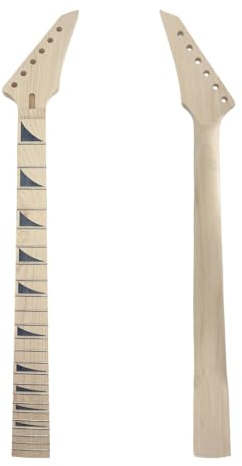 Conboxus Electric Guitar Neck 24 fret 25.5 inch Maple Wood Fretboard Guitar Neck Floyd Rose Locking Nut DIY Shark Fin Inlay Replacement (bolt on heel) (fashion,Geometric)