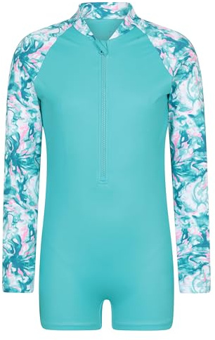 Mountain Warehouse Kids Full Wetsuit - 2mm Thickness, UPF50+ Sun Protection, Neoprene Children's Wetsuit, Flat Seams & Easy Glide Zip Swimming Wetsuit Turquoise Kids Size 5-6 Years