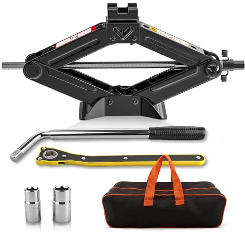 kefflum Gato Hidráulico para Coches 1.5T, Completo con Llave de Trinquete y Palanca Telescópica para Neumáticos, Gato para Cambios de Neumáticos de Emergencia, Portátil para Turismos Furgonetas SUV