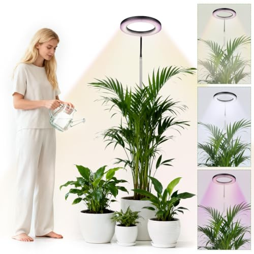 APXEL Lampara de Crecimiento, 72 LED Lámpara de Plantas, Lámparas de Planta de Espectro Completo, 10 Brillos 3 Modos con 30-165cm Altura Ajustable [Clase de Eficiencia Energética F]