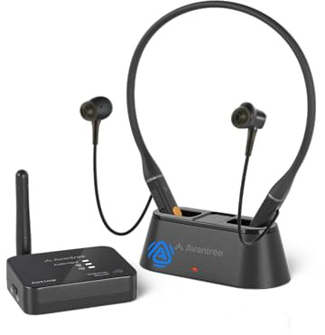 Avantree Aura Loop – Next-Gen Funkkopfhörer Kabellos für TV Fernseher mit Auracast & Ladestation, 3 EQ-Modi mit Voice Clear für Senioren, Unterstützt One-to-Many Auracast-Verbindungen