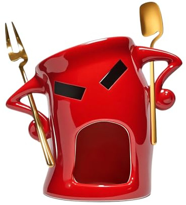 Generisk fondue- | Keramisk för smältost, dessert fondue-gaffel och skedset, för jordgubbar, kex, godis, dessert, fester, familjefester, romantiska kvällar
