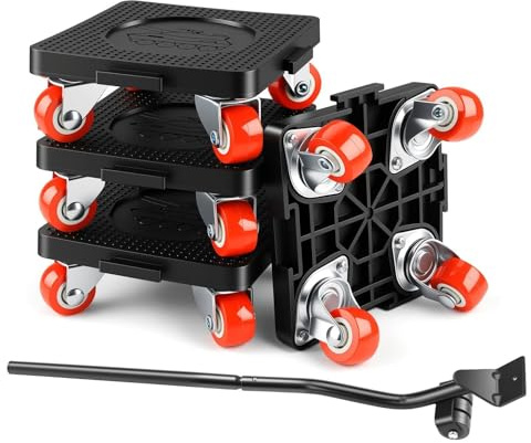 Foymlon Ruedas para Muebles, Elevador para Muebles Pesados, Empalmable Ruedas Giratorias de 360 Grados Capacidad de Carga de 800 kg para Transporte de Closet, Sofá