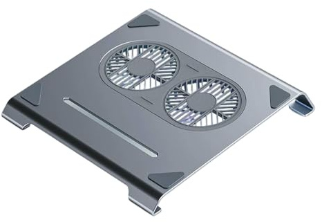 DYRBF 2 höghastighetsfläkt aluminium laptop-kylare med dyna, justerbart stativ, för 10-15 tums bärbara datorer