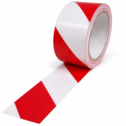 OTHERWISETRIVIAL Nastro Adesivo Segnaletico Bianco e Rosso 20MT x 5cm - Nastro di Avvertimento/Pericolo per Pavimenti Scale Lavori - Resistente
