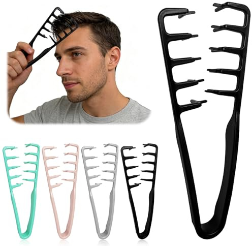 TZEKING Set da 4 Pettini Texturizzanti, Pettine Volume con Denti Larghi per Sollevamento Radici e Capelli Fini, Pettine per Nascondere la Scriminatura, Styling Uomo e Donna – 4 Colori