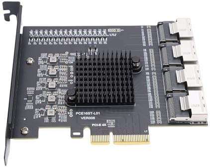 Cryfokt Adattatore PCIe a Mini SAS SFF 8087 a 4 Porte, Scheda di Espansione 3.0 a 16 Porte, con Supporto Hot Swap e NCQ, per Sistemi 2003 e