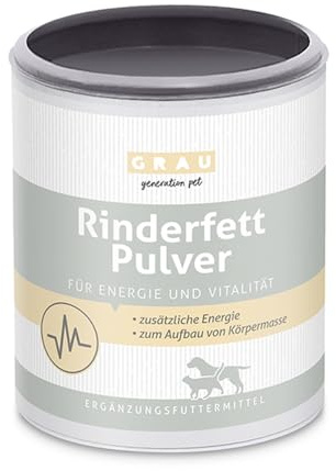 GRAU - l'originale - grasso di manzo in polvere, il fornitore rapido di energia con un contenuto di grassi dell'80%, confezione da 1 (1 x 200 g), mangime supplementare per cani e gatti
