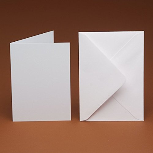 10 A5 Blank Cards and 10 Smooth C5 Envelopes - DIY, Wedding, Projects, Greeting Cards, Scrapbooking... (300GSM White Smooth)