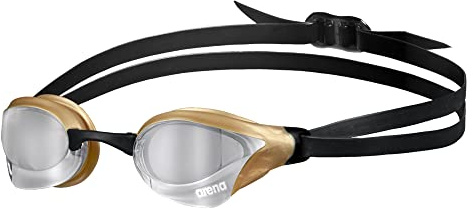 ARENA Cobra Core Swipe Mirror Unisex-Wettkampfbrille für Erwachsene, Schwimmbrille mit Gebogenen Spiegelgläsern, Anti-Beschlag, UV-Schutz, 5 Austauschbare Nasenstege