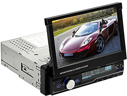 Car Stereo Player Bluetooth 4.0, 7 Pulgadas 2 DIN Car Radio Multimedia con Pantalla táctil retráctil HD, FM/AM/BT/TF/USB/MP5/AUX, Control del Volante, Conectores de cámara inversa, Compatible con RDS