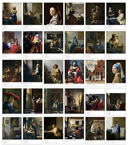 HOSTEESSCHOICE Beautiful Art Postcards set of 30 Johannes Vermeer Post card variety pack Famous Painting Scenery,4 x 6 Inches