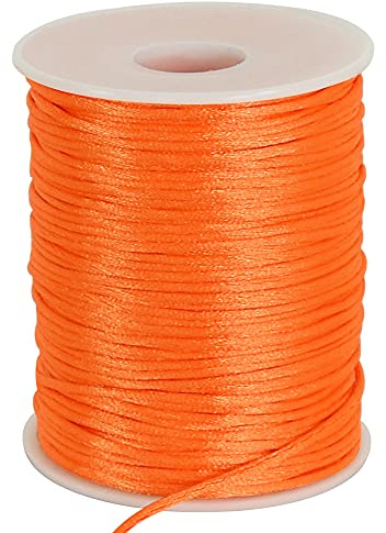 TONIFUL 2 mm x 325 ft (99.1 m) Satin Nylon Cord for Bracelet Making, Jewelry, Rattail, Macrame, Loose Beads, Kumihimo, Chinese Knot, Crafts - Orange