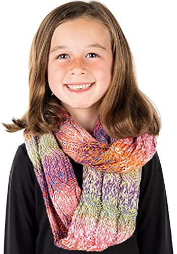 Funky Junque Kids Winter Scarf – Soft Toddler Balaclava, Cozy Baby Neck Warmer, Warm Holiday Wrap, Cute Infinity Scarf for Girls, Scarves for Kids - Rose Mix
