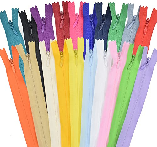 40Pcs Nylon Invisible Sewing Zippers, for DIY Handmade Garment Bags Home Textile Tailor Sewing Craft Sewer Crafter's Special 20 Color (55cm/21.6inch)