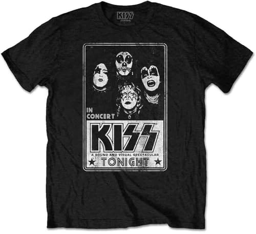 KISS T Shirt In Concert Tonight Band Logo Nue offiziell Herren Schwarz