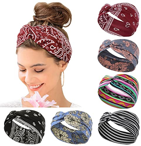 Kavya Fascia Capelli Donna Largo Elastico Morbido 6 Pcs Estate Boho Accessori per Capelli Fascia Multicolore