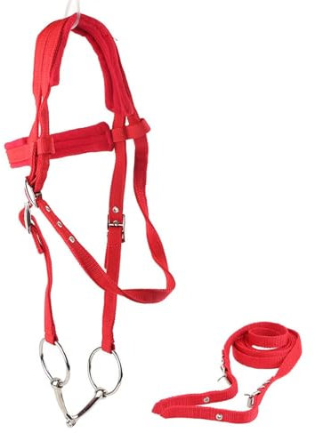 Horse Halter Zügel Mit Zügeln, Verstellbares Kopfteil Für Pferde Pferdezaumzeug Geschirr Kopfstücke Mit Weichem Kissen Pferdetrense Mit Zügel Pferdehalfter Geschirr Halfter Für Pferde Rot
