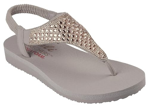 Skechers Womens MEDITATION ROCKSTAR, Taupe Mitobuck Rhinestone Trim, 6 UK
