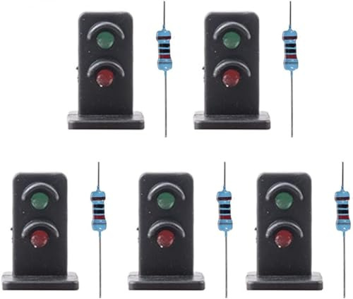 Señales luminosas para modelo de tren YUETTYY, 5 piezas 1:87 OO HO Gauge 20mm, luces de tráfico LED verdes/rojas, 2 luces de ingeniería de iluminación y señalización