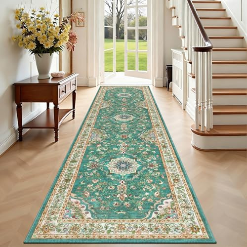 Enyhom Extra lång korridor matta 60 x 240 cm retro köksmatta framsida diskbänk tvättbar mjuk halkfri matta korridor köksmatta för entré, sovrum