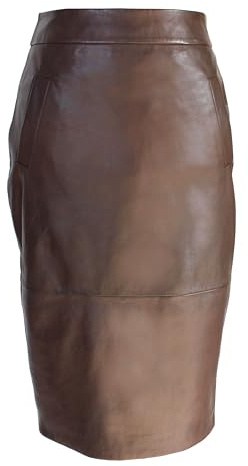 Zerimar Kvinnors läderkjol | Damkjol | Kvinnors lång kjol | Elegant läderkjol | Lång läderkjol | Casual Damkjol, brun, 44