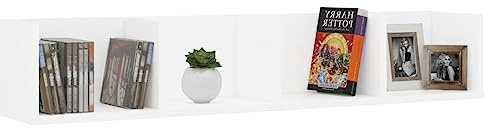 Gecheer Vägghylla FLoating CD-vägghylla DVD förvaringshylla bokvisning hylla CD-enhet hylla organisering vit 100 x 18 x 18 cm konstruerat trä