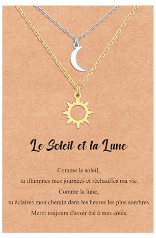 MANVEN Cadeau d'amitié Sœurs Mère Fille Amitié Femme Bff Meilleur Ami Collier Soleil et Lune Cadeaux D'anniversaire Fête des Mères Anniversaire Jour de Noël Femmes Adolescentes