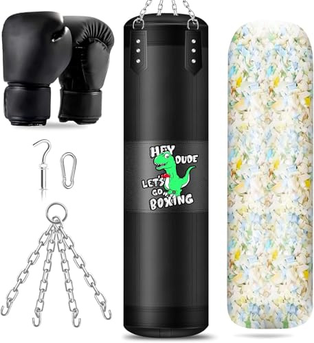 Borsa da battitura riempita per bambini dai 3 ai 12 anni da appendere con guanti da boxe, MMA, kickboxing, karate, muay thailandesi, combattimenti a casa, palestra, taekwondo