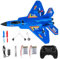 KQWVZ Avion Télécommandé F-22, Radiocommandé 2.4 Ghz de Chasse, Planeur Volant pour Enfants, Garçons, Débutants (Bleu)