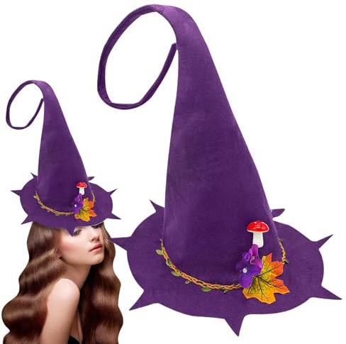 Hexenhüte für Halloween-Kostüm, Hexenhüte aus Filz – Hexenzubehör aus Filz, für Damen | Hexenhut schwarz Damen Halloween für Deg