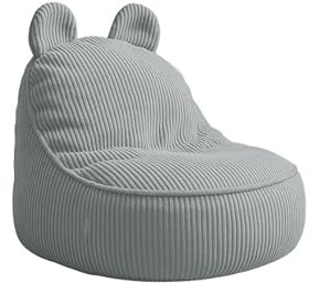 chilly pilley® Bodenkissen für Kinderzimmer Mumin Kissen Kuschelig Beanbag Sitzsack aus Cord (Hellgrau)