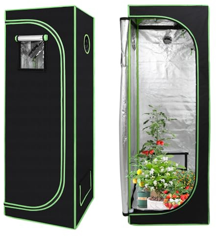 Daromigo Tente de culture 60x60x180 cm, tente de culture 600D Oxford, boîte de culture étanche à la lumière et à l'eau, serre pour plantes, armoire de culture pour la culture à domicile, culture en